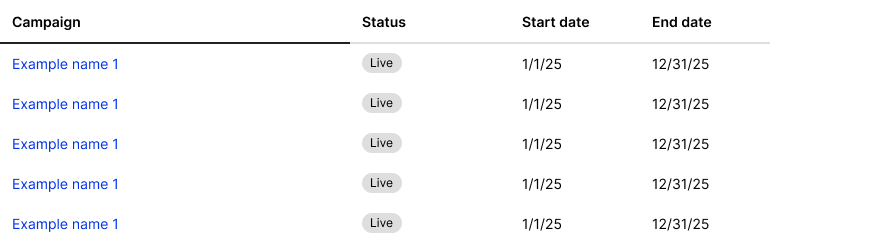 Simple essential data table example